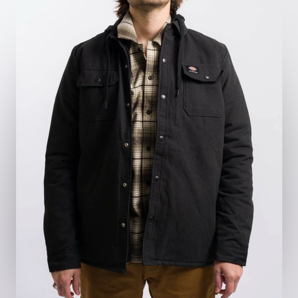 NWT Dickies szS Black Modern Fit Duck Shirt Jacket w/hood…